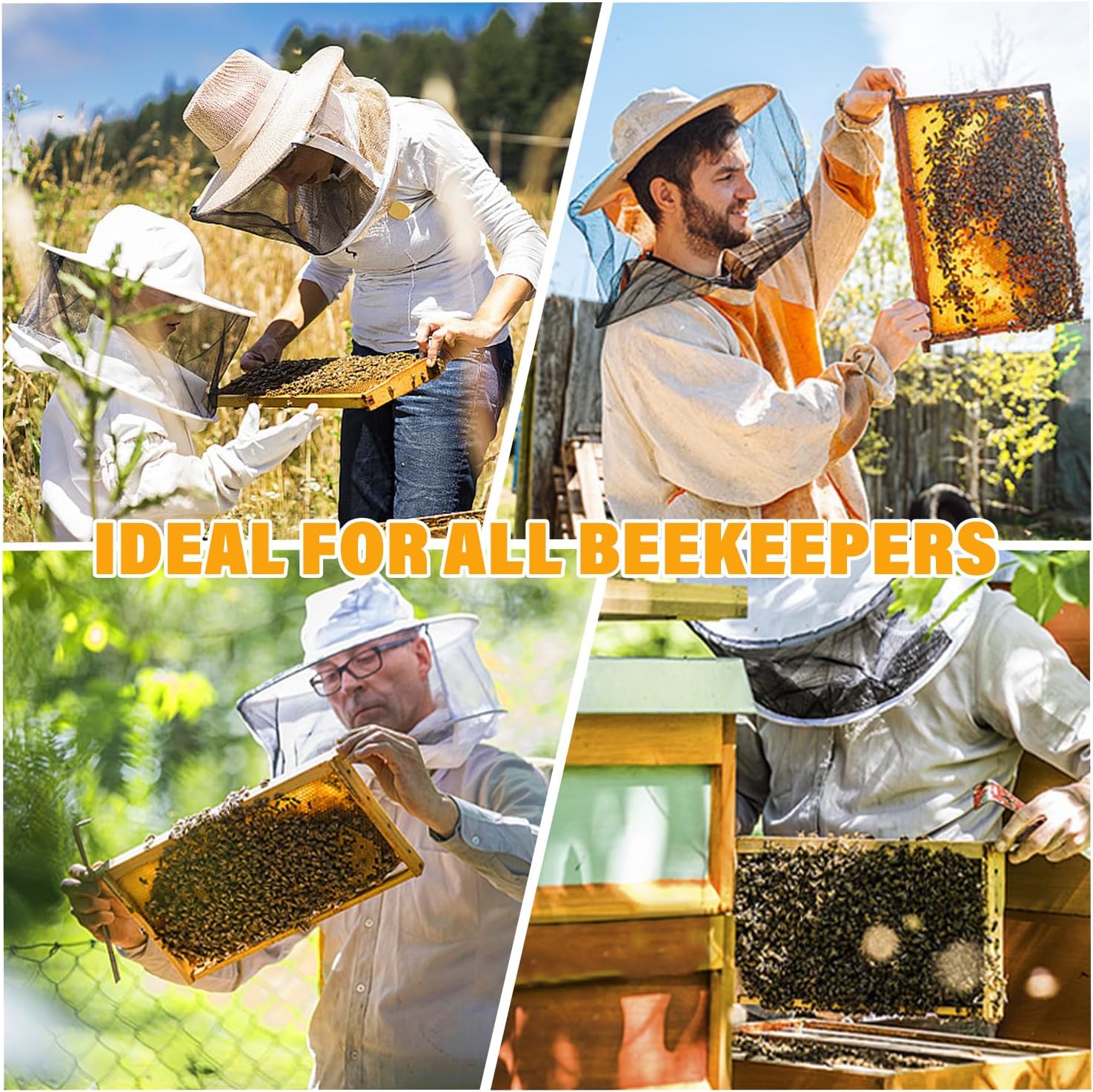 POLLIBEE 10 Pack Beehive Frames with Wax Dipped Plastic Foundations, Deep Brood Box Bee Frames 9-1/8 Inch for
