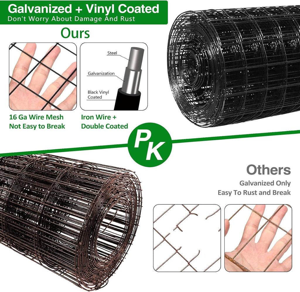 GILPWA Wire Fence, 36 in(H) X 50 ft(L) PVC Coated Welded Wire Fencing 2" X 2" 16GA Garden Border Vinyl Metal Chicken
