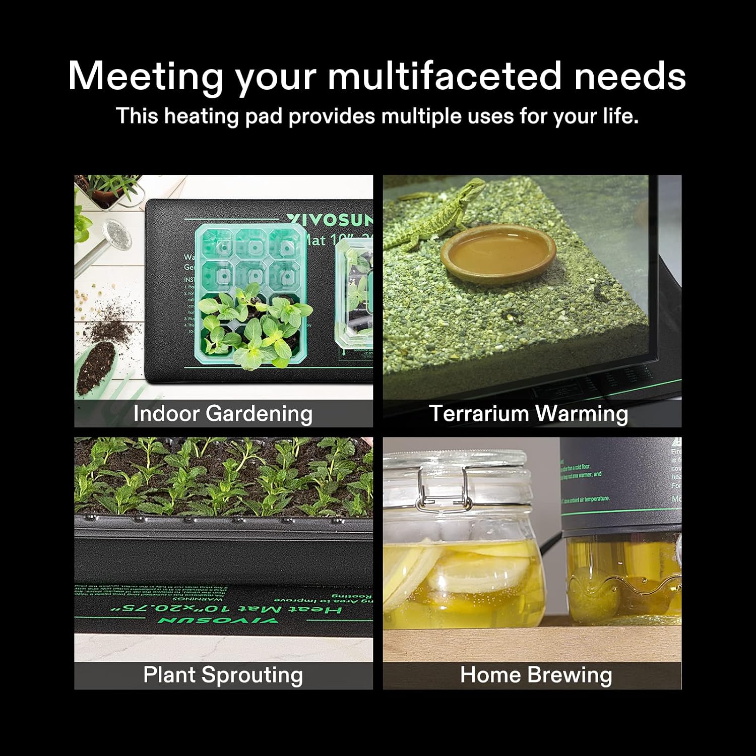 VIVOSUN 2 Pack Durable Waterproof Seedling Heat Mat 10" x 20.75" | UL & MET-Certified Warm Hydroponic Heating Pad for