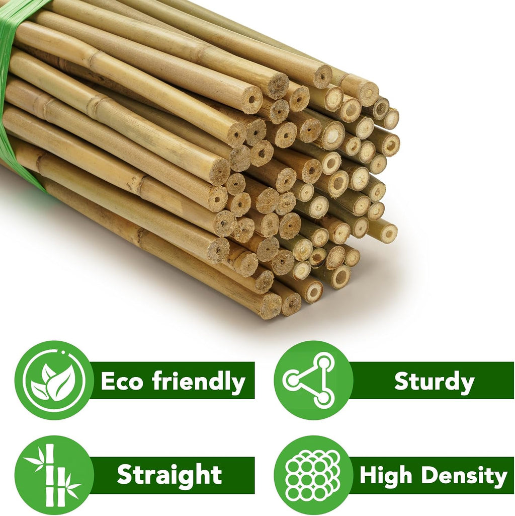 Bamboo Stakes, 5 Feet (58 inch), 70 Pcs | Natural Bamboo Garden Stakes, For Tomatoes, Beans, Vegetable, Flowers