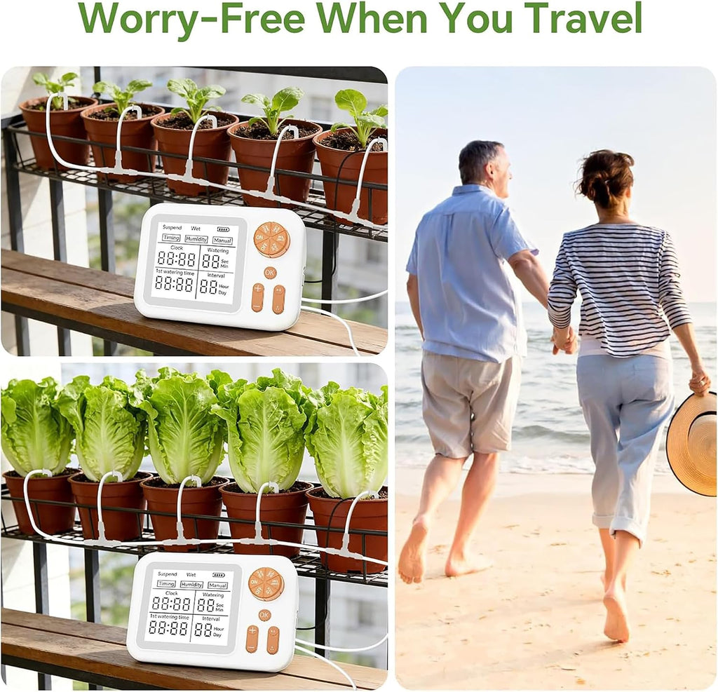 Automatic Plant Watering System for Indoor Plants, Smart Drip Irrigation Kit with Humidity Sensor,Cycle & Soak