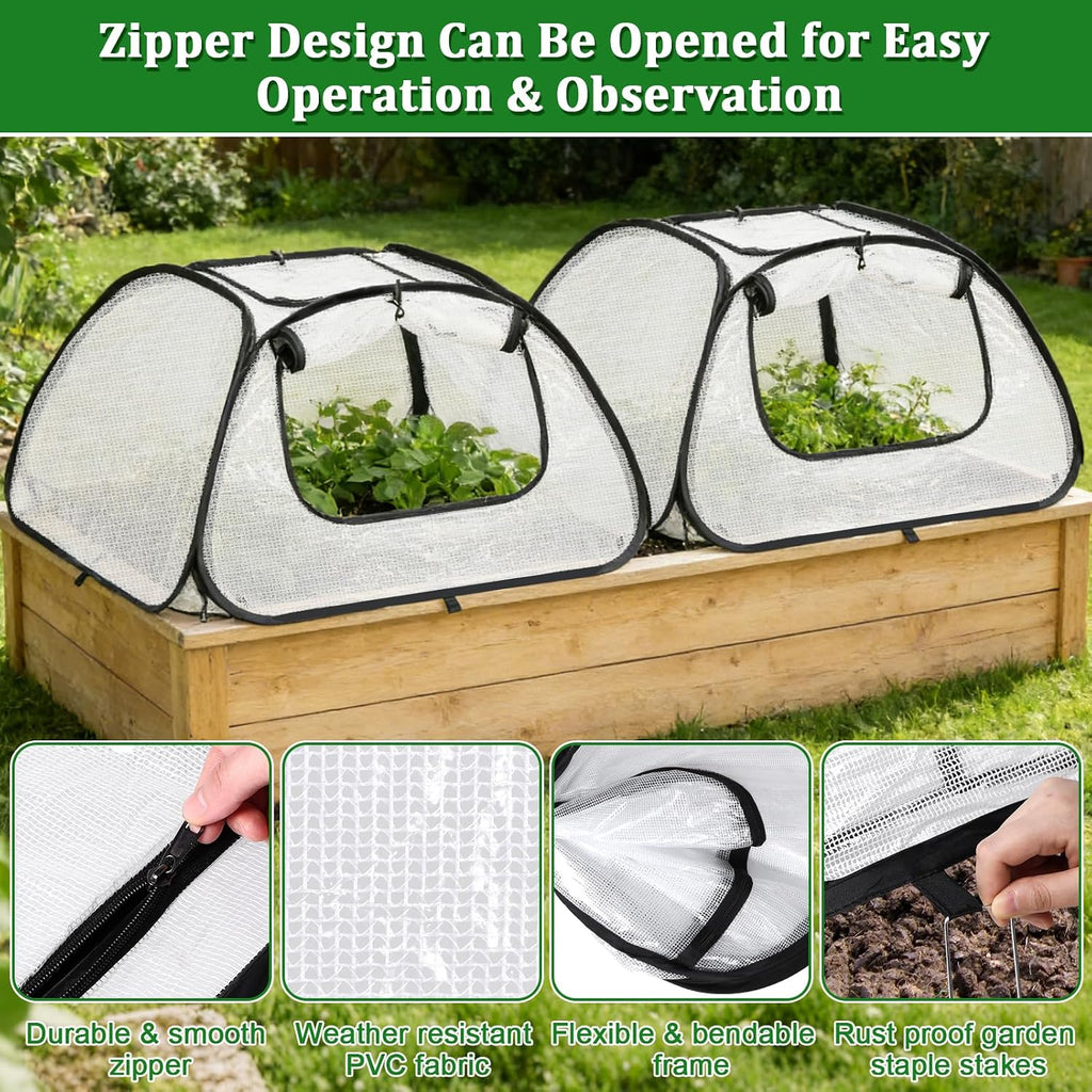 2 Pack Garden Covers for 6x3ft Raised Beds | Freeze Protection Greenhouse Cover for Raised Garden Beds Protecting