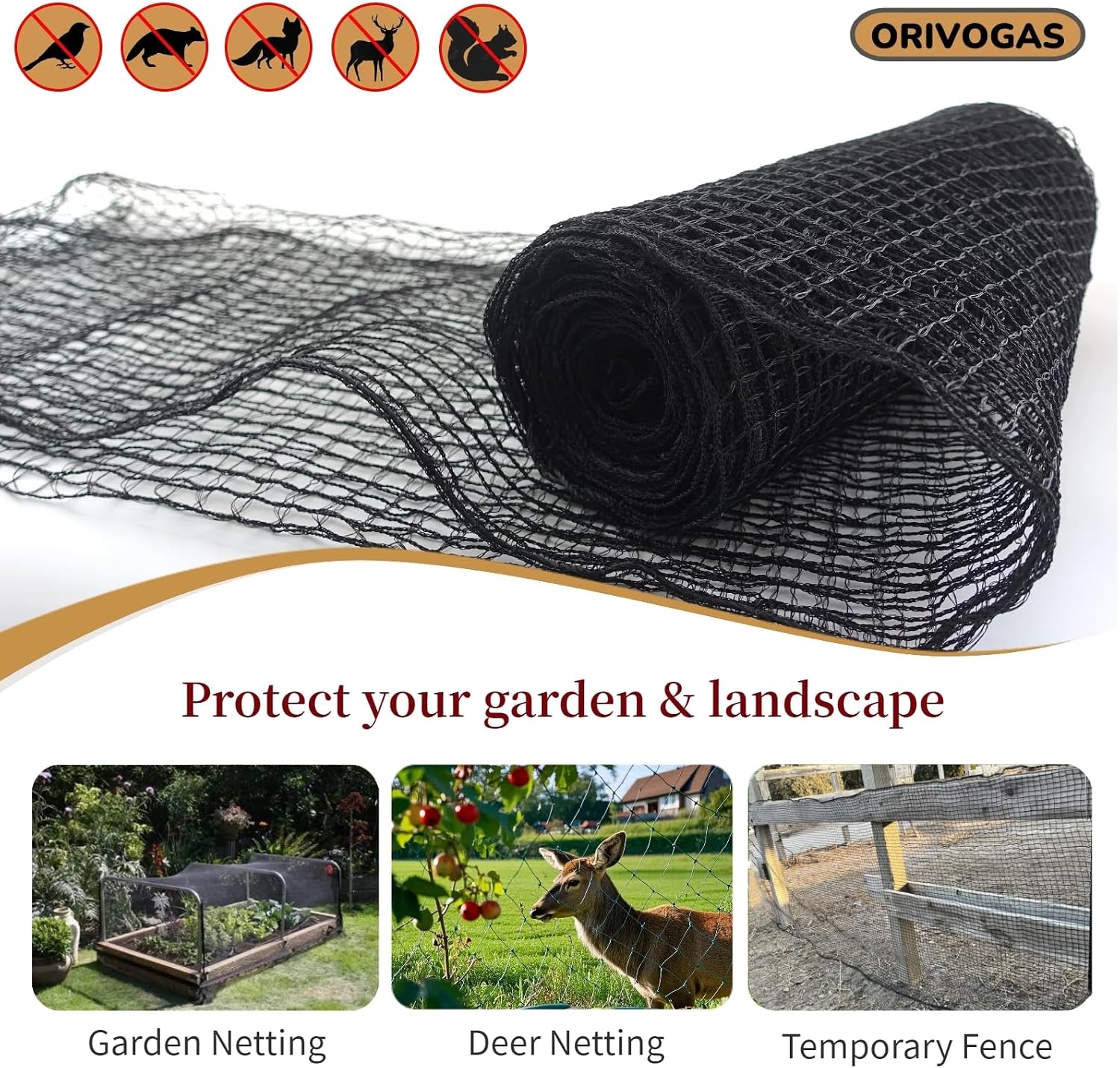 Deer Fence Netting,Plastic Mesh Fence 6.5x50ft,Reinforced Edges 55gsm Heavy Duty Animal Barrier,Ideal for Garden