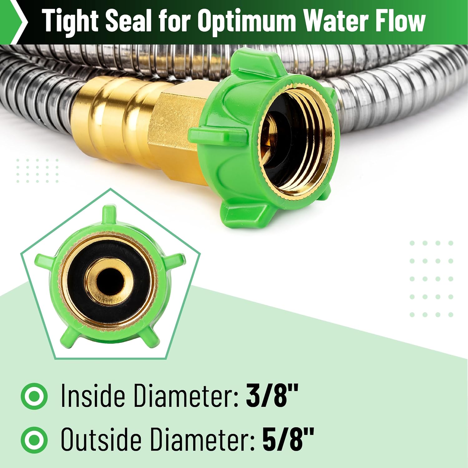 UNCO- Stainless Steel Metal Hose with 4 Function Brass Nozzle, 75 ft, No Kink, Metal Garden Hose
