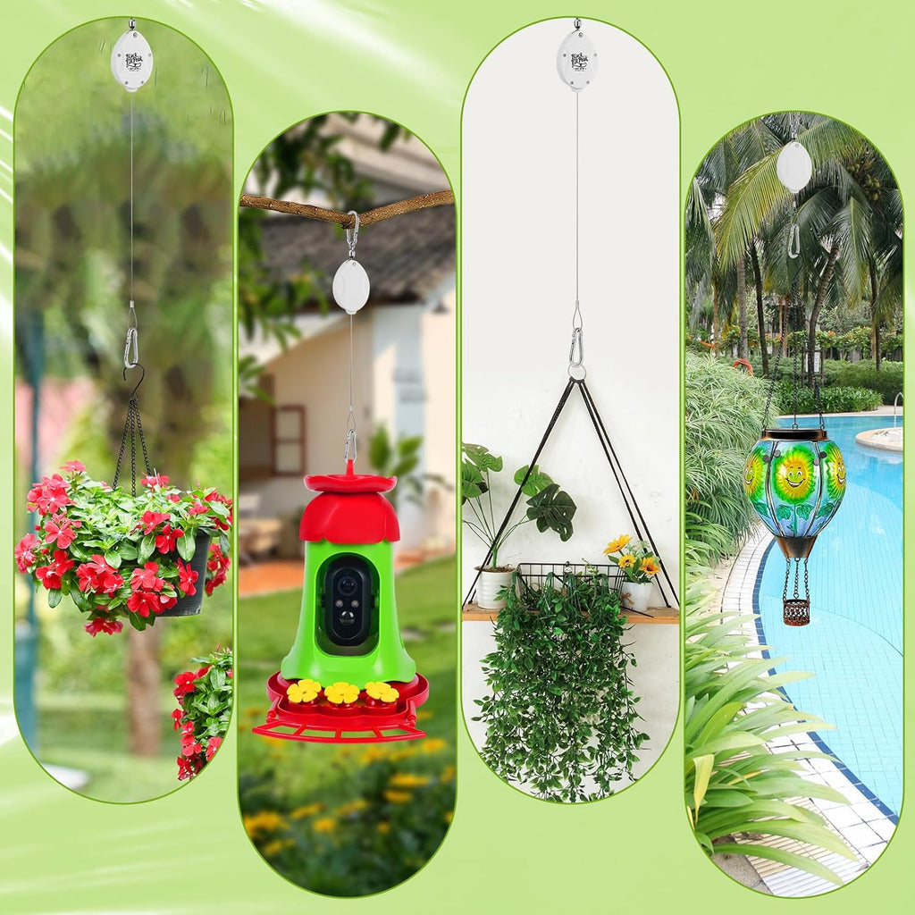 Plant Pulleys for Hanging Plants, Heavy Duty Retractable Hangers, 304 Stainless Steel Rope, Auto Plant Holder