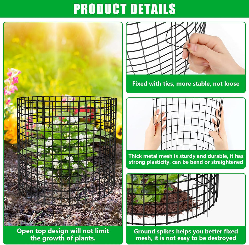 5 Pack Plant Protectors from Animals, 13x12" Plant Cages for Outdoor Plants | Wire Plant Protector, Thick Metal