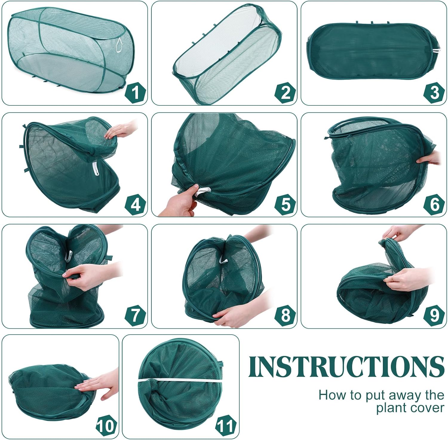 4 Pcs 39" x 18" x 16" Pop up Garden Mesh Plant Cover Outdoor Plant Protector Garden Row Raised Bed Cover with Ground