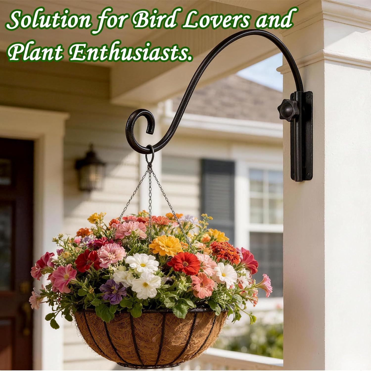 16 Inch Swivel Plant Hangers Bracket, 2 Pack Bird Feeder Hangers | Heavy Duty Swinging Plant Hanger, Solid Iron Wall