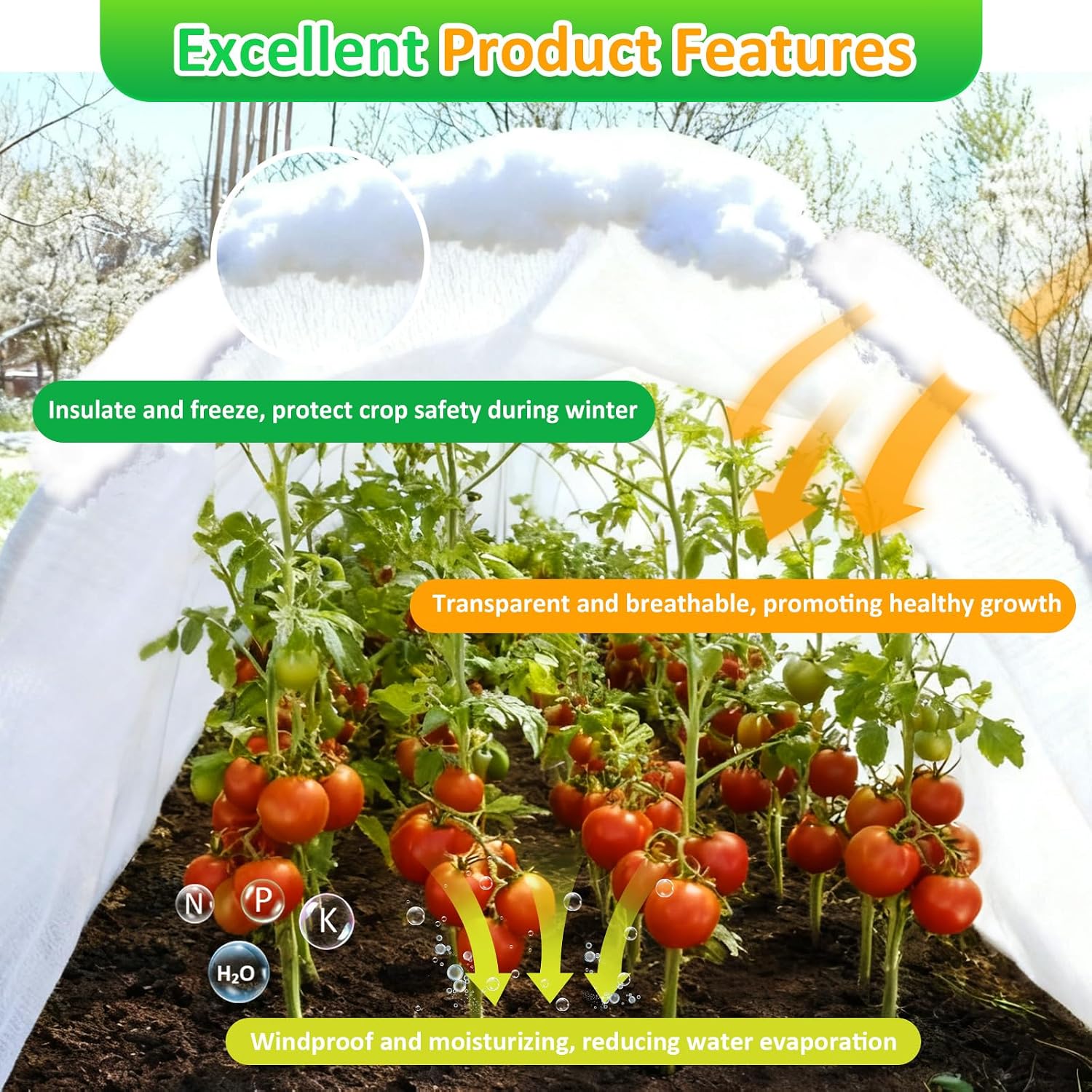 White Plant Covers Freeze Protection, 10 x 50 ft - 0.9 oz/yd² Frost Cloths for Outdoor Plants, Tree Covers Freeze
