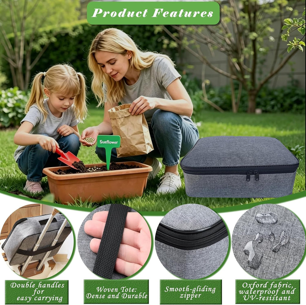 Seed Storage Organizer Kit, Seed Packet Organizer, Gray | Moisture-proof, Come with Clear Storage Organizer Boxes
