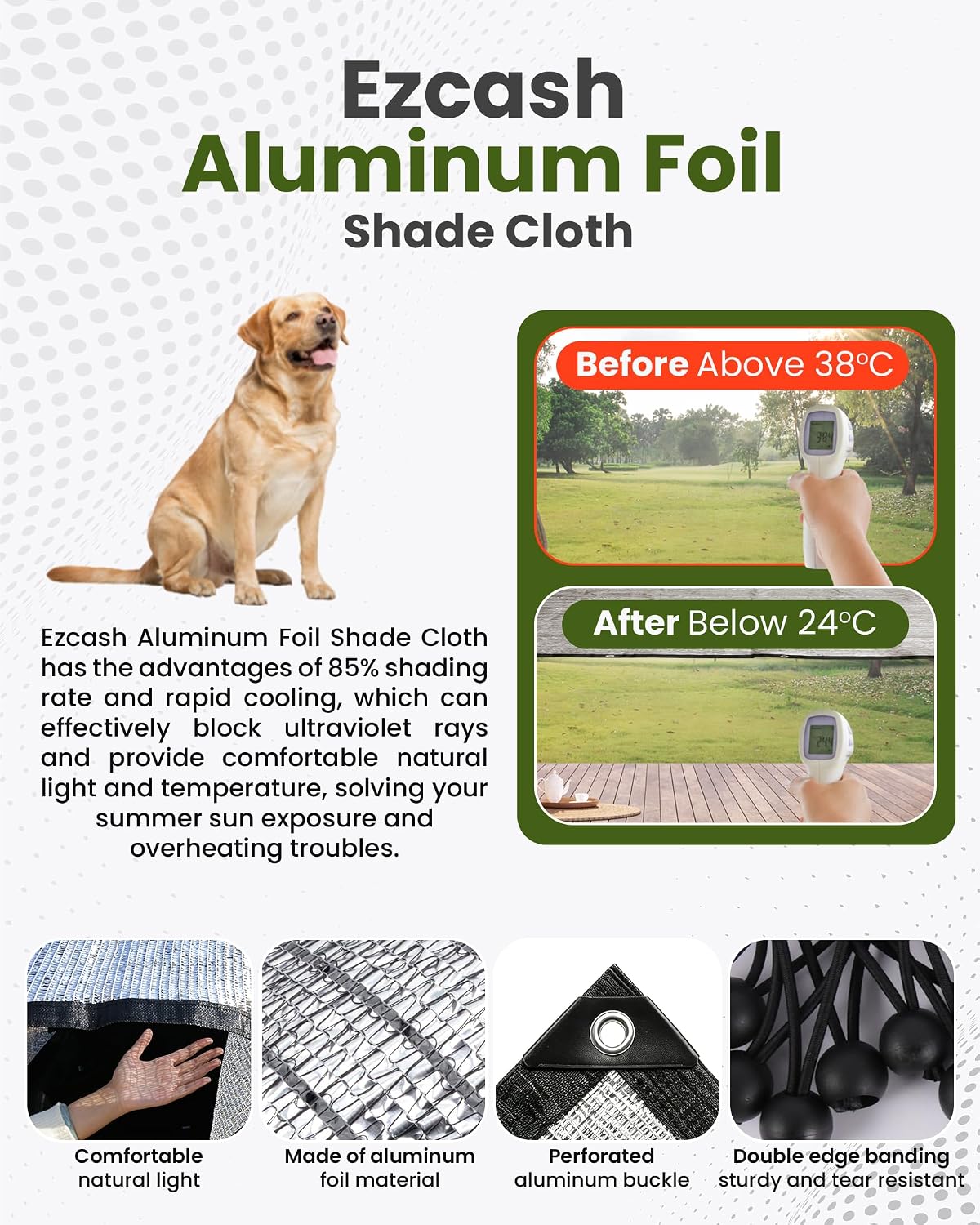 Aluminet Shade Cloth 10x20ft, 85% Reflective Silver Aluminet Shade Cloth with Grommets, Sun Protection and Breathable