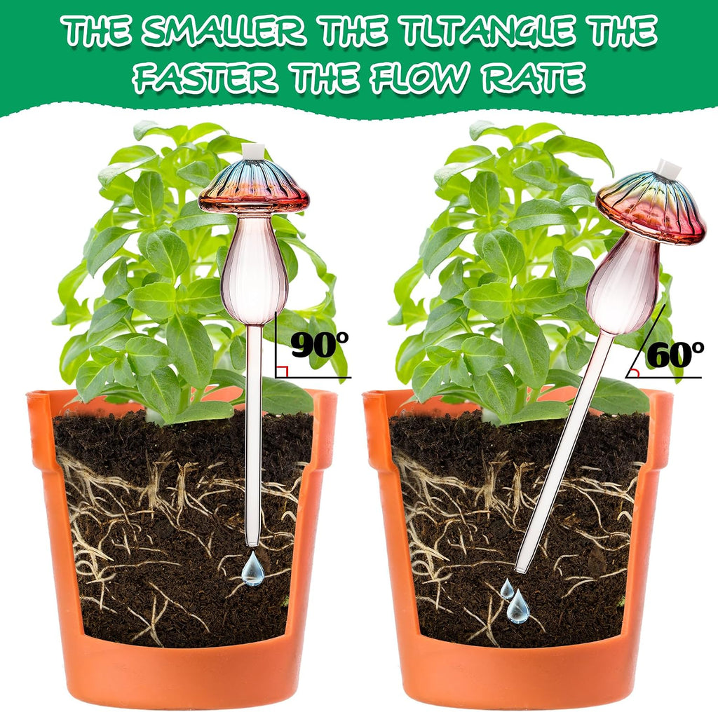 4 Pack Self Watering Globes for Plants Mushroom Glass Plant Watering Globes | Plant Watering Devices for Indoor &