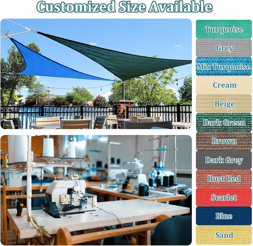 Shade&Beyond 8'x10' Sun Shade Sails Canopy Rectangle Sand 185GSM Shade Sail for Patio Deck Yard Backyard, (We Make