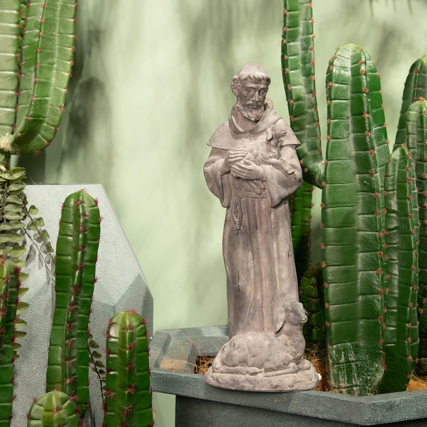 Newman House Studio Vintage St Francis Garden Statue - 15.2 Inch Resin Patron of Animal Figurine Saint Francis