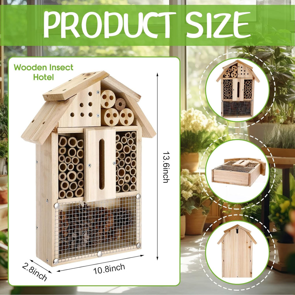 2 Set Bug Hotel Kit DIY Insect Hotel Lady Bug House for Garden DIY Cedar Wood Craft for Butterfly, Ladybird, Beneficial
