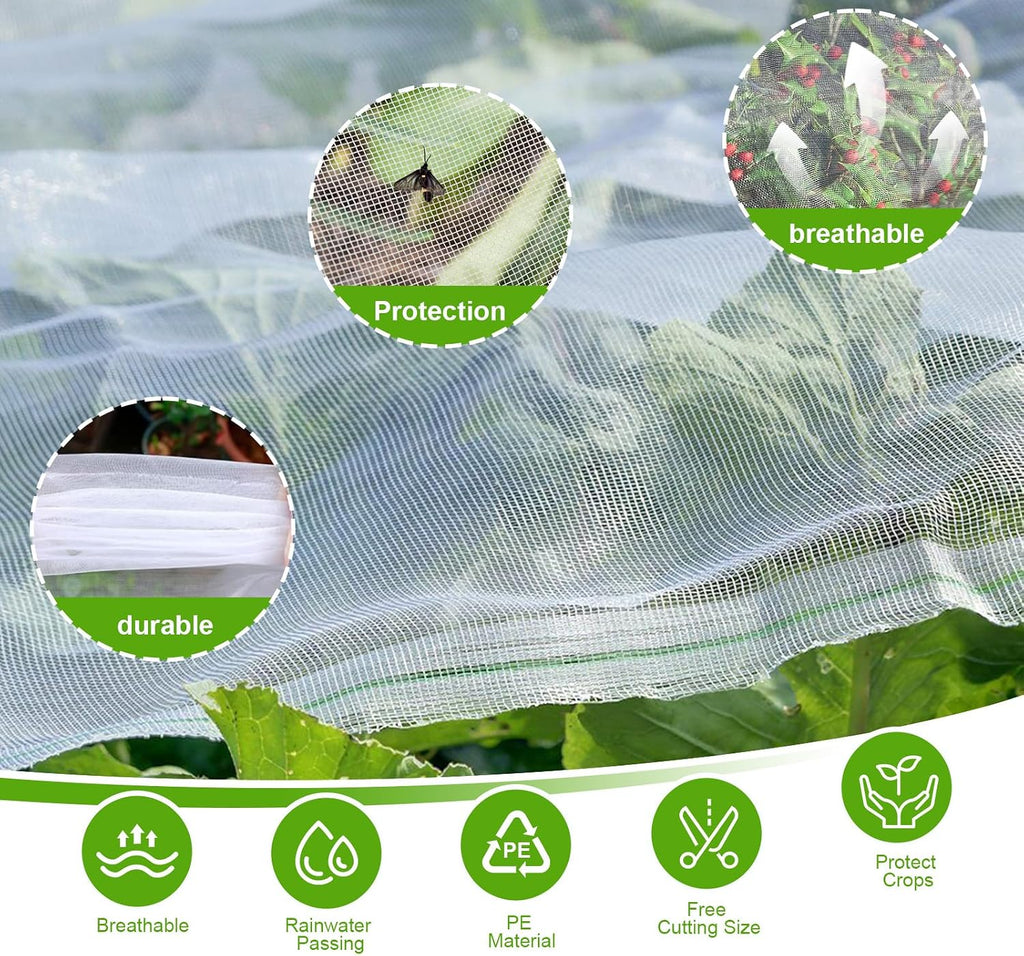 10x35Ft Garden Netting for Raised Bed, Thickened 60 Mesh Bird Netting for Garden Protection, Mesh Insect Row Covers for