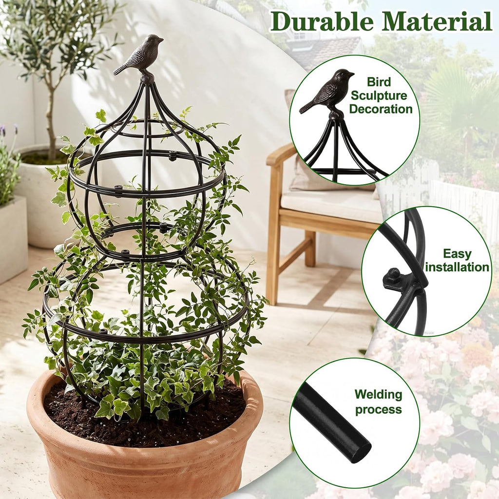 aboxoo Sturdy 23"x12" Metal Obelisk Trellis,Plant Support Indoor Outdoor | Support for climbing plants, topiaries &