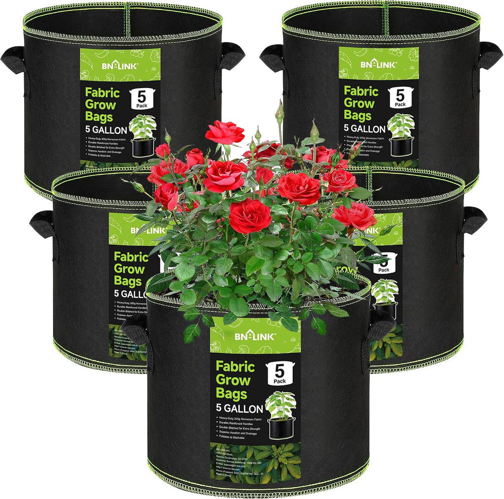 BN-LINK Seedling Heat Mat 10" x 20.75"-2 Pack and 5 Pack 5 Gallon Grow Bags