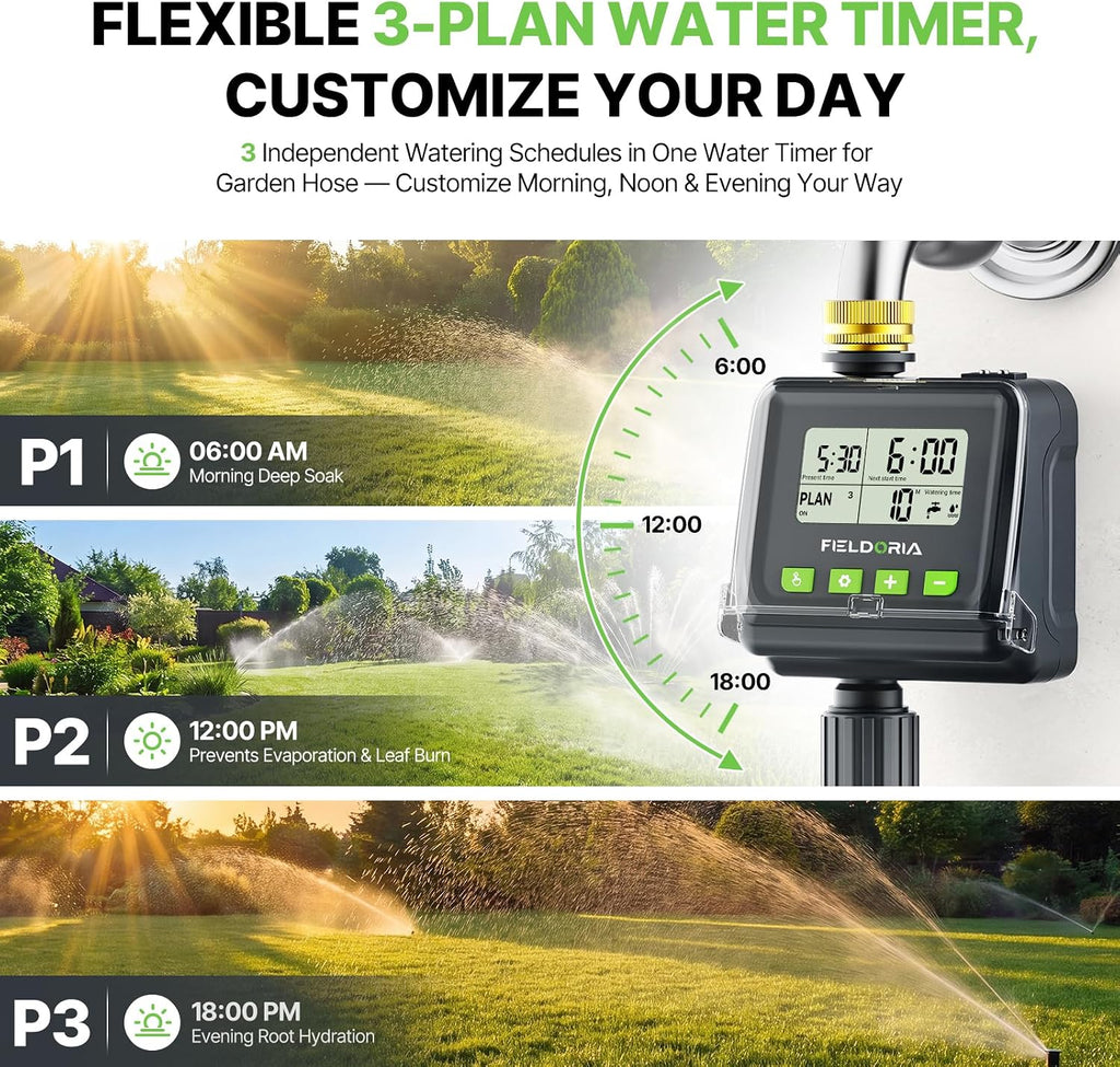 Sprinkler Timer for Garden Hose, Programmable Watering Timer with Rain Delay, Outdoor Automatic& Manual Irrigation