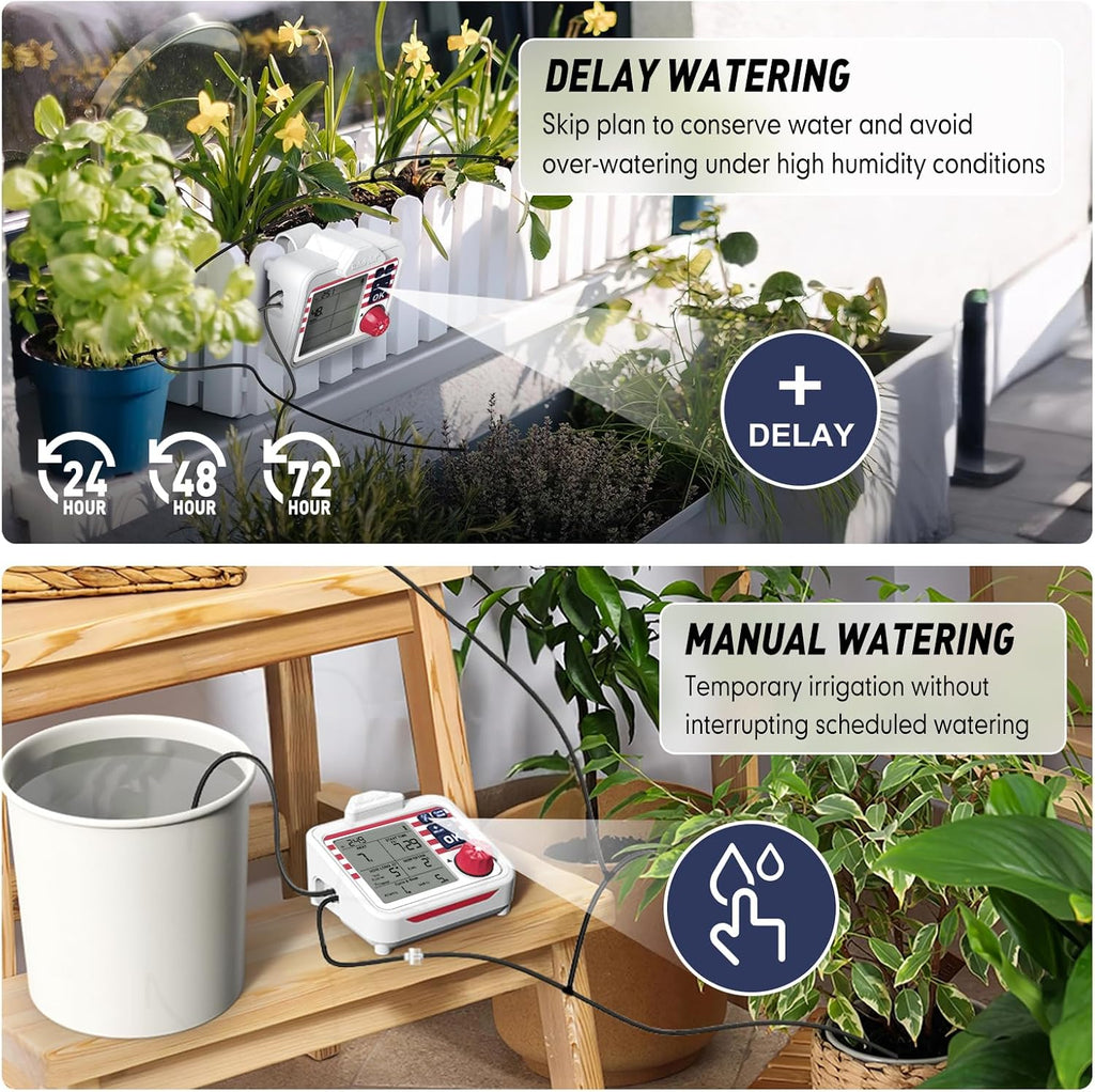 RAINPOINT Indoor Large Display Automatic Plant Waterer Kit | Drip Irrigation System with Next Watering Countdown