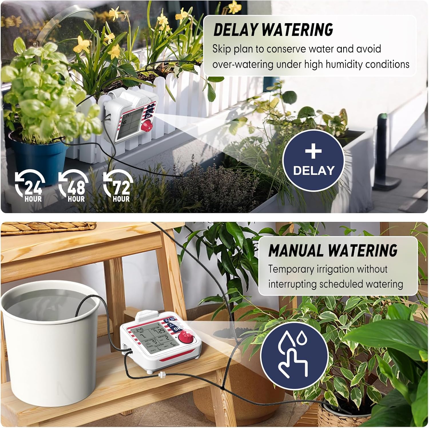 RAINPOINT Indoor Large Display Automatic Plant Waterer Kit | Drip Irrigation System with Next Watering Countdown