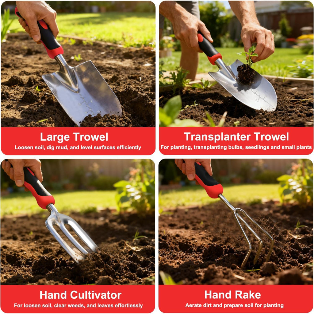 Yesker Gardening Tools 9-Piece Heavy Duty Garden Tool Set Gardening Supplies Gifts for Women Men Gardening Hand Tool