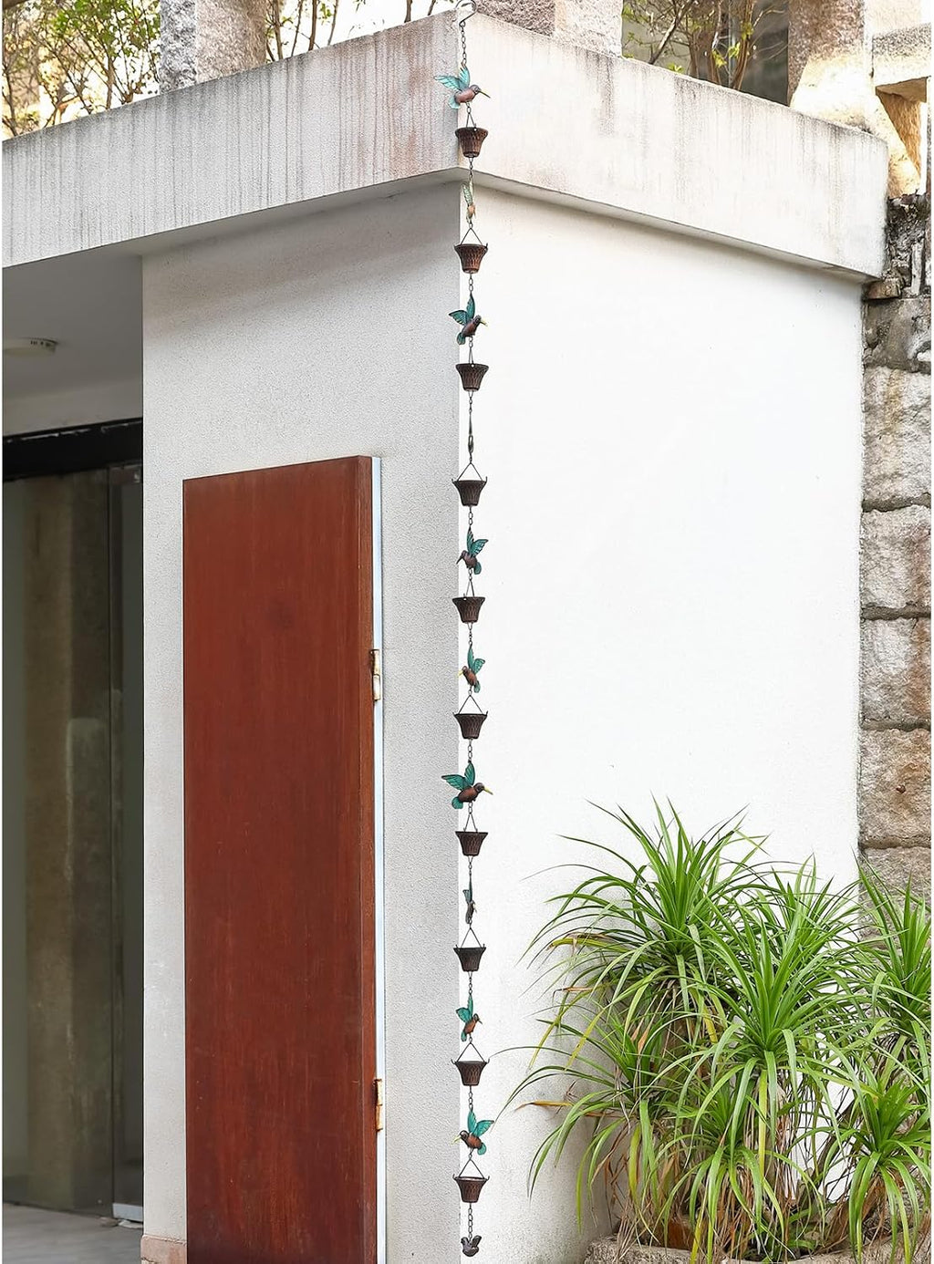 8.5FT Rain Chain, Hummingbird and Cup Rain Chains for Gutters and Downspouts | Metal Decorative Rainwater Catcher