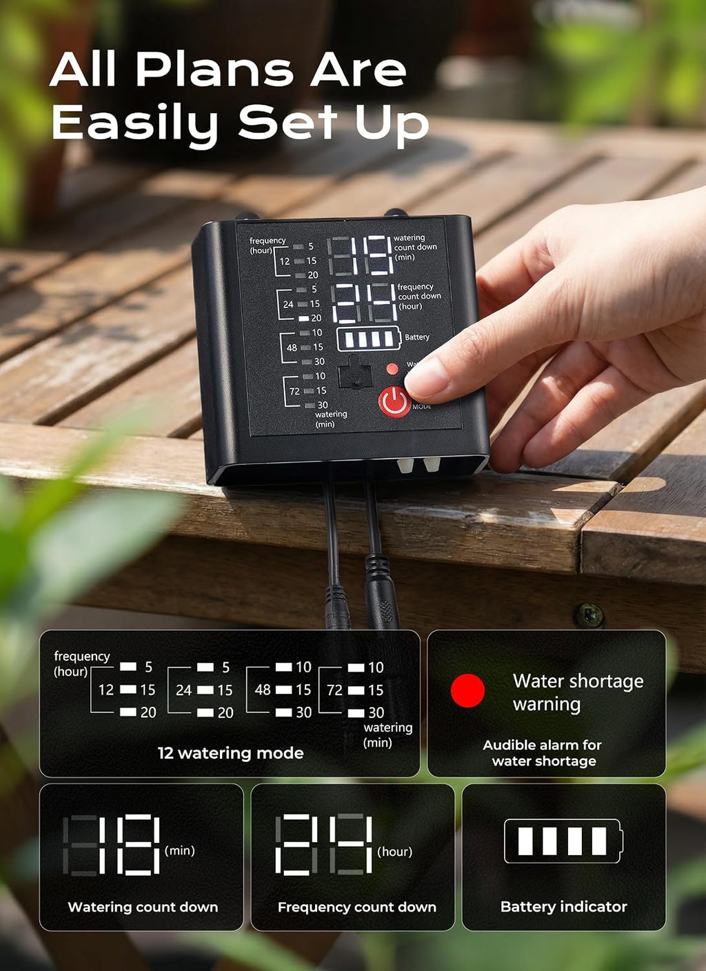 49ft Solar Drip Irrigation System with USB Charging for 15 Potted Plants | Plant Watering Devices, Automatic Watering