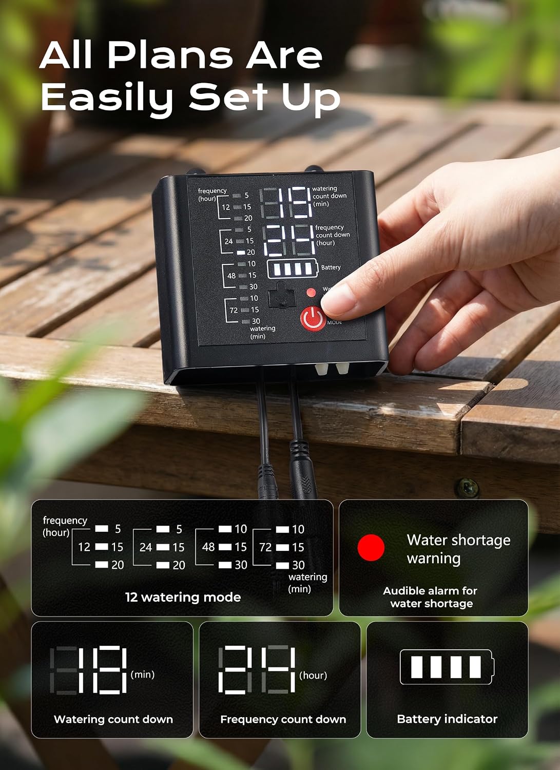 49ft Solar Drip Irrigation System with USB Charging for 15 Potted Plants | Plant Watering Devices, Automatic Watering