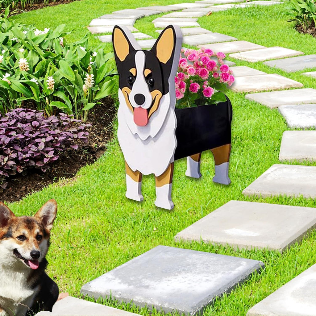 Welsh Corgi Dog Planter Pots, Animal Shaped Flower Pot | Large Cute Plant Gift for Women and Pet Lovers, Indoor Outdoor