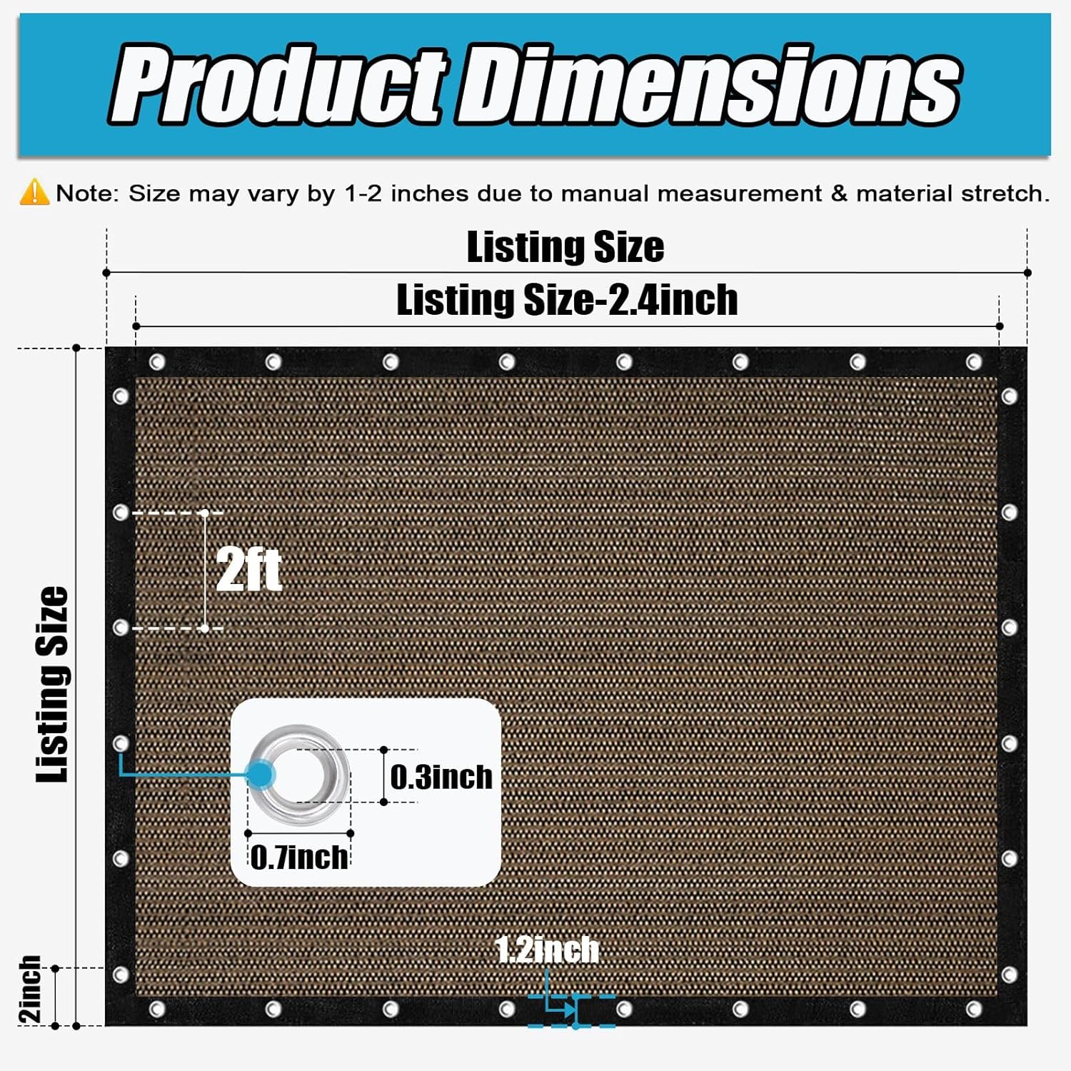 Amagenix Sun Shade Cloth Privacy Screen with Grommets 90% Sunblock Shade, Pergola Replacement Shade Cover Canopy for