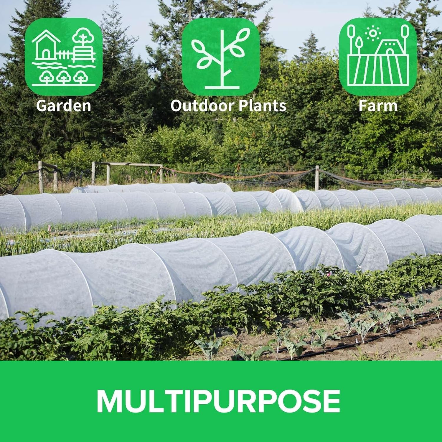 BeGrit Greenhouse Hoops Grow Tunnel 6 Sets of 8FT Long Garden Hoops with Plant Covers Freeze Protection Kit 10Ft x 30Ft