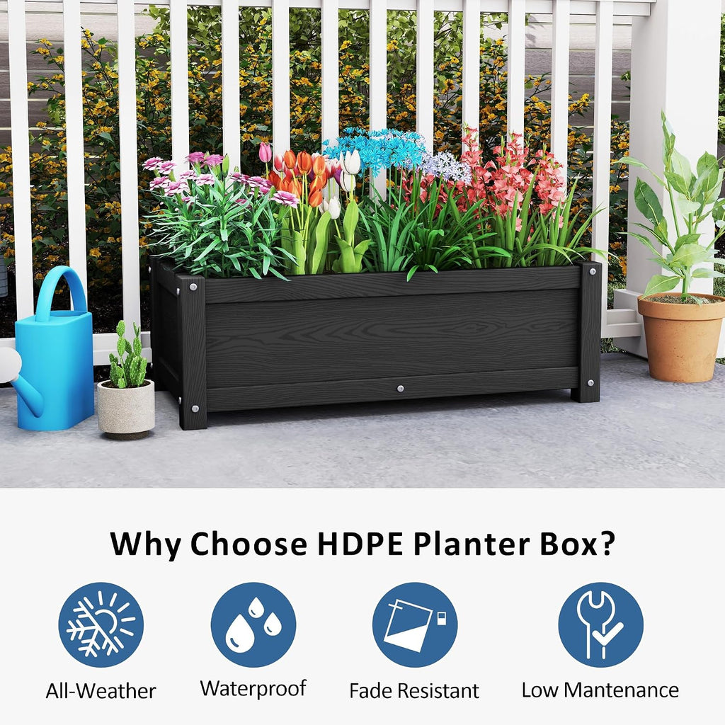 HDPE Raised Planter Box Outdoor,Rot-Resistant and Non-Cracking,Small Raised Beds for Gardening 29.5 * 14.4 * 9.8 in for