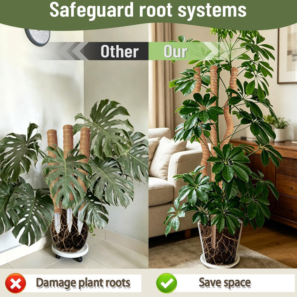 3-in-1 Moss Pole, Bendable 30IN Monstera Plant Support for Indoor-2 Pack | 3 Integrated Moss Poles for Climbing Plants