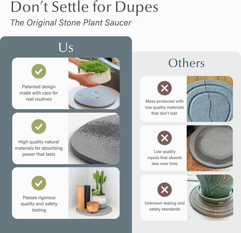 Dorai Home Stone Plant Pots Saucer Set 11.8" - Diatomite Water-Absorbing Trays for Indoor Plants, Ideal for Shelves &