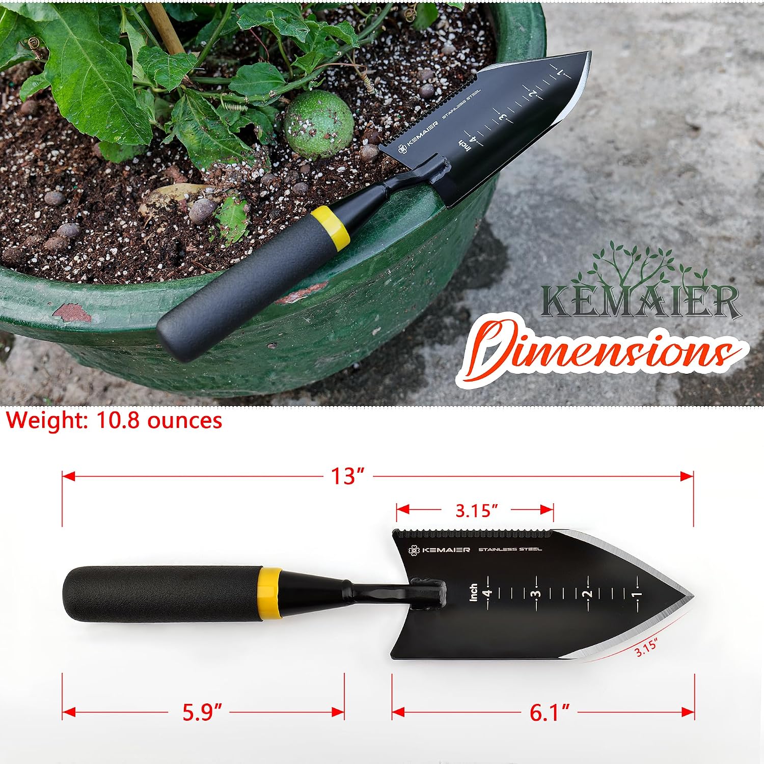 Kemaier 5-Piece Garden Tool Set, Heavy-Duty Stainless Steel Premium Tools | Effortless Digging, Precision Planting