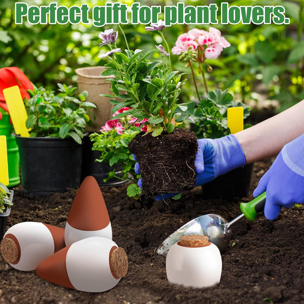 Terracotta Watering Spikes, 4 Pack Ollas Self Watering Globes | Slow Release Self Watering Planter Insert, Plant