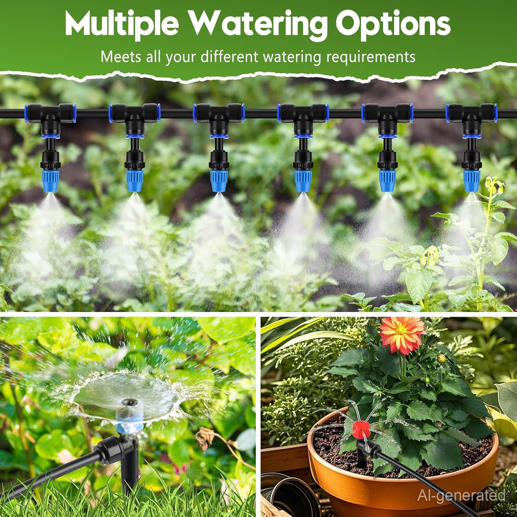 240FT Drip Irrigation System Kit, Automatic Garden Watering System | Quick-Connect Adjustable Sprinklers for Raised
