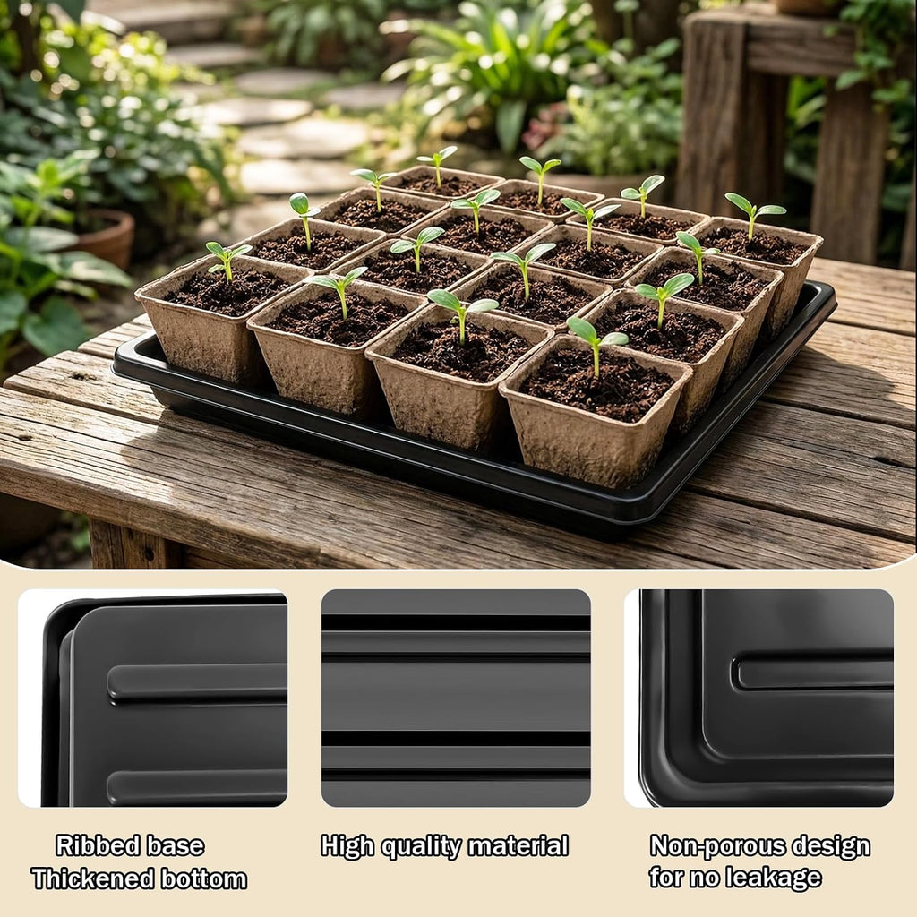 5PCS Seed Starter Tray with 90PCS Square Seed Peat Pots,Seed Starter Kit | Plastic Germination Trays and Square Peat
