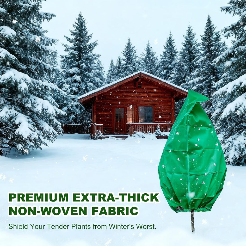 Plant Covers for Freeze Protection, 4 Pack 47" x 71" Drawstring | Breathable Frost Protection for Trees, Shrubs and