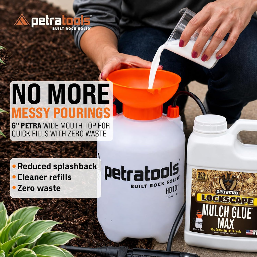 PetraTools LOCKSCAPE Mulch Glue Sprayer 1 Gal - Pro Kit (HD101) | Pump sprayer for mulch glue, rock glue, landscape