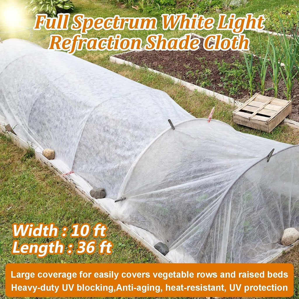 Plant Sun Protection Cloth, 10 x 36 Ft Non-Woven Garden Shade Cloth Cover White Refraction Sunshade Fabric Blanket
