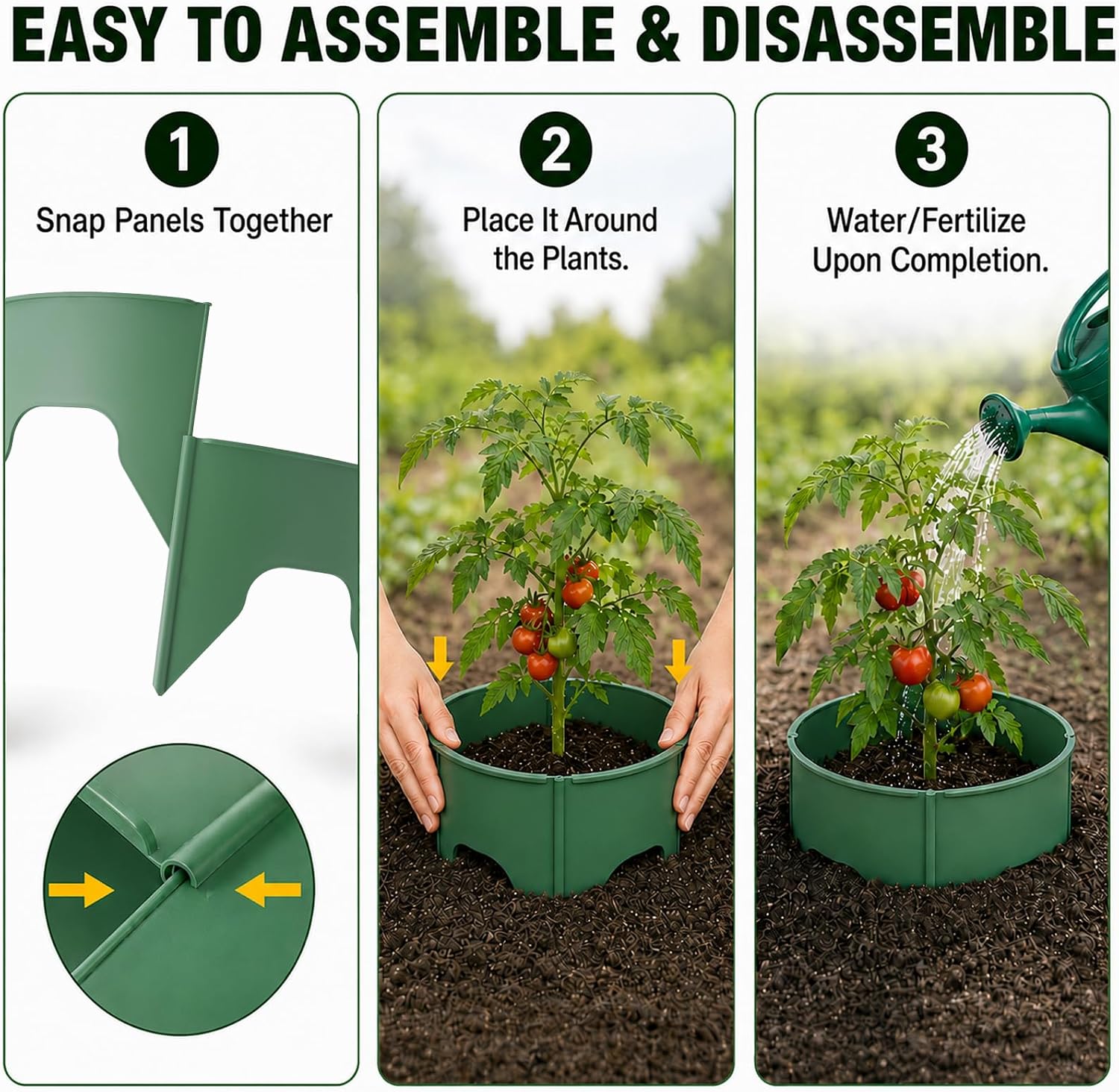 Planting Grow Rings, 60 Pcs Garden Border Segments for 8/10/12 Inch Plant Rings, Water Retention Root Watering