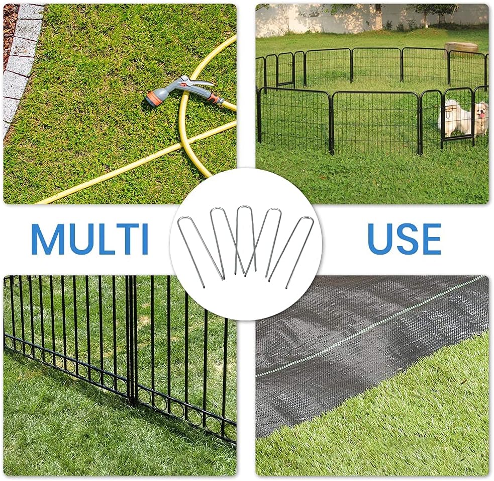Landscape Staples 6 Inch Galvanized Garden Stakes 150 Pack,Garden Staples Heavy-Duty Sod Pins Anti-Rust Fence Stakes