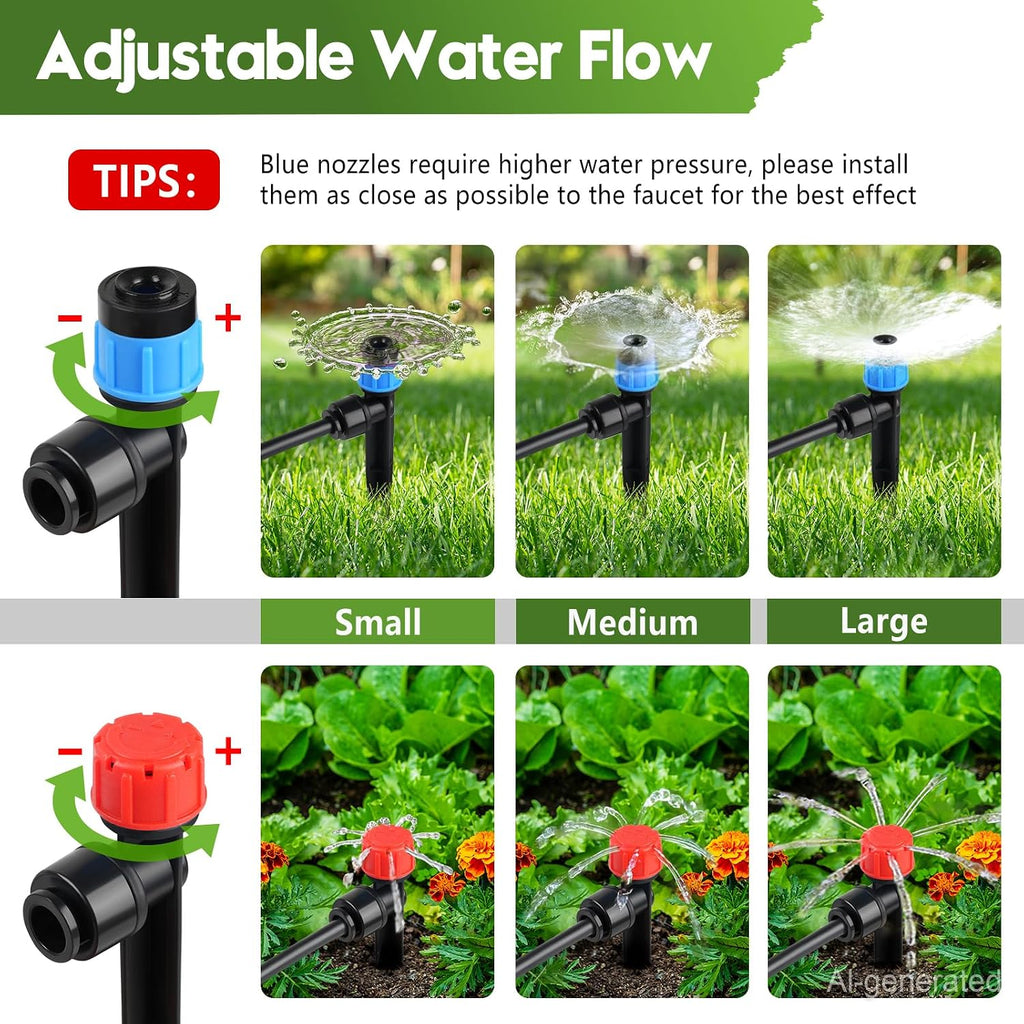 240FT Drip Irrigation System Kit, Automatic Garden Watering System | Quick-Connect Adjustable Sprinklers for Raised