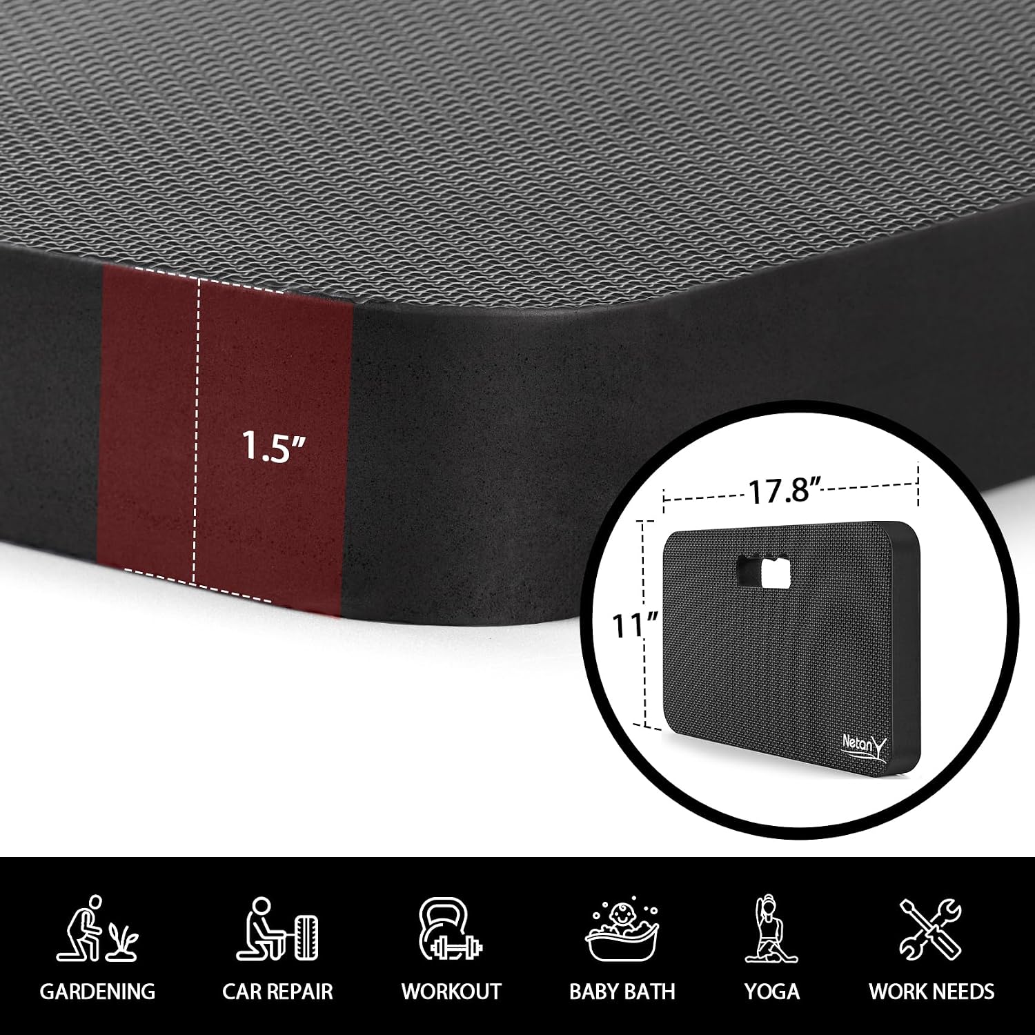 NETANY 2 Pack Extra Thick Kneeling Pad for Gardening, Comfortable Knee Pad Cushion, Extra Large Foam Kneeler Mat for