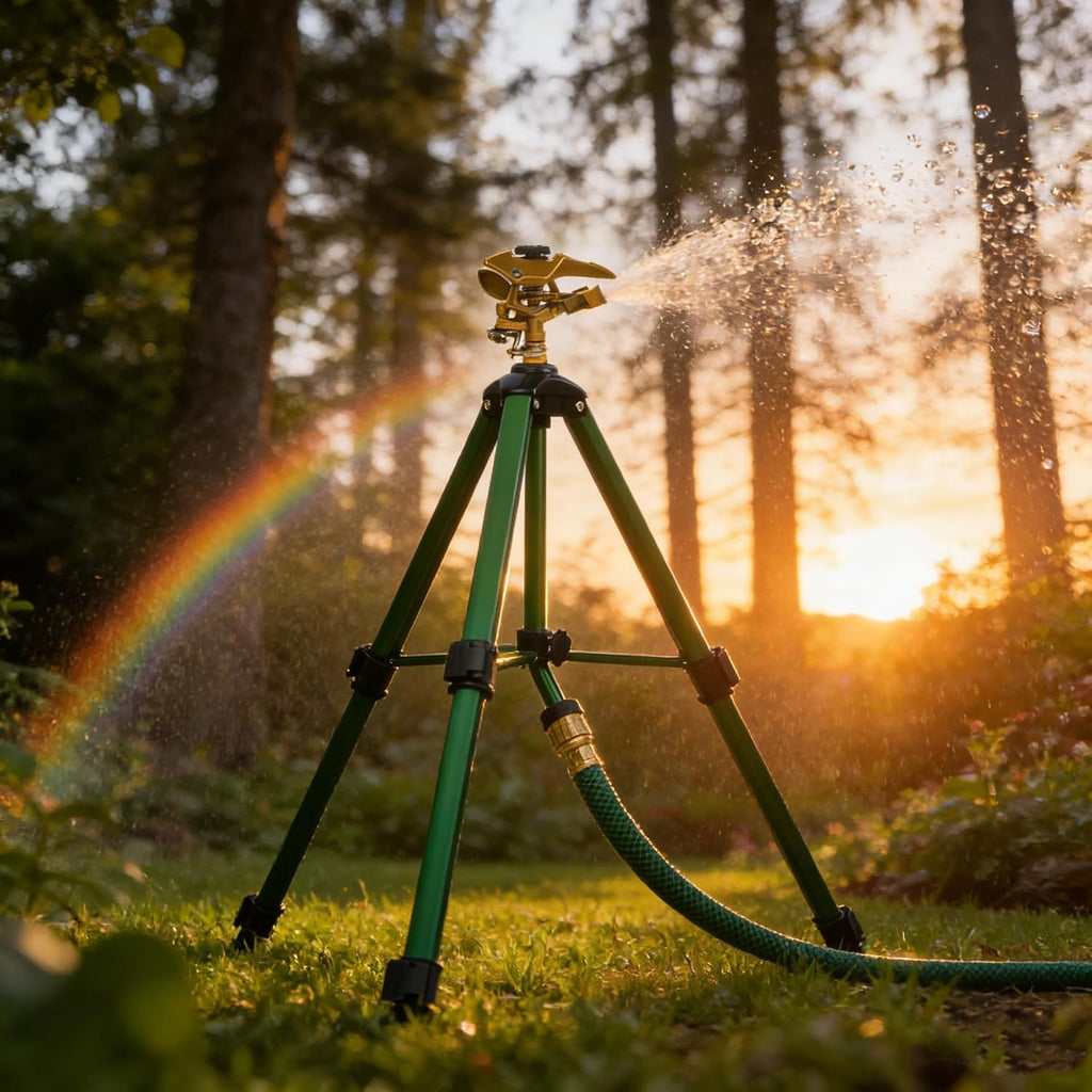 LIULO TOOL Large Impact Sprinkler on Tripod Base, Heavy Duty Zinc Alloy Sprinkler for Yard with Adjustable Head and