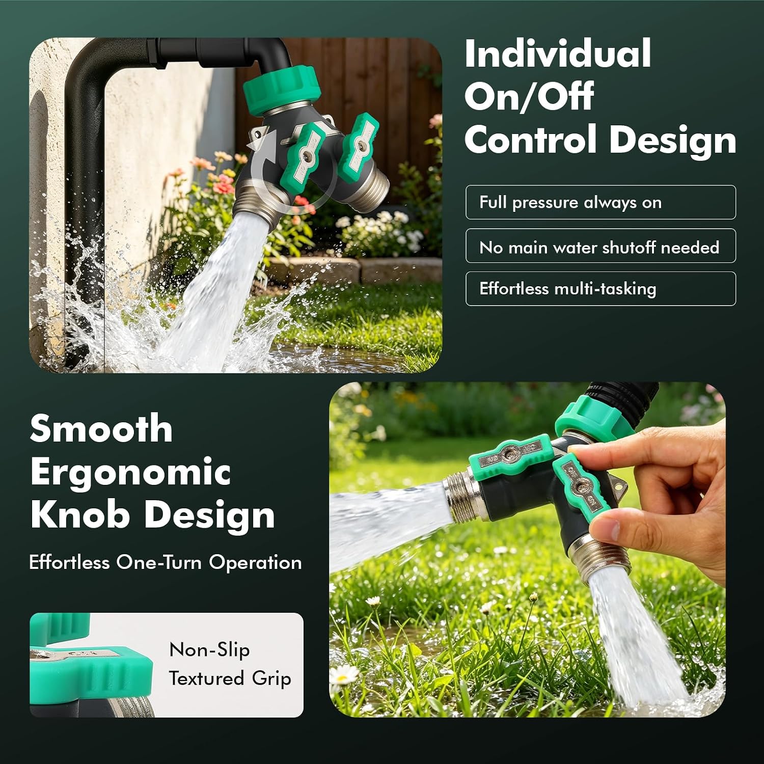 RESTMO Heavy Duty 2 Way Y Garden Hose Splitter Full Metal Body, 2Pack | Full Flow Hose Splitter with Oversized Ball
