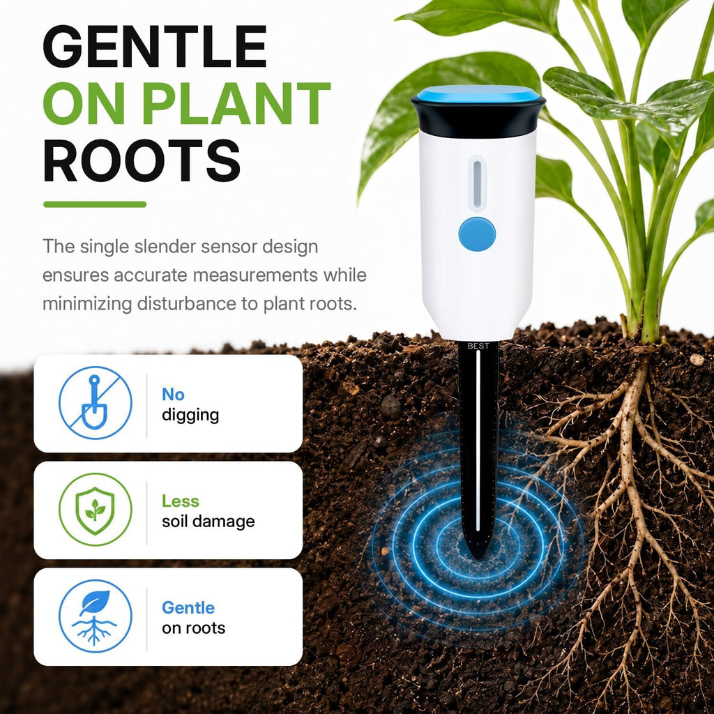 Mcbazel WiFi Smart Soil Tester, No Hub Needed, Tuya/Smart Life App | Soil moisture & air temp, IP66 waterproof, 2 AA