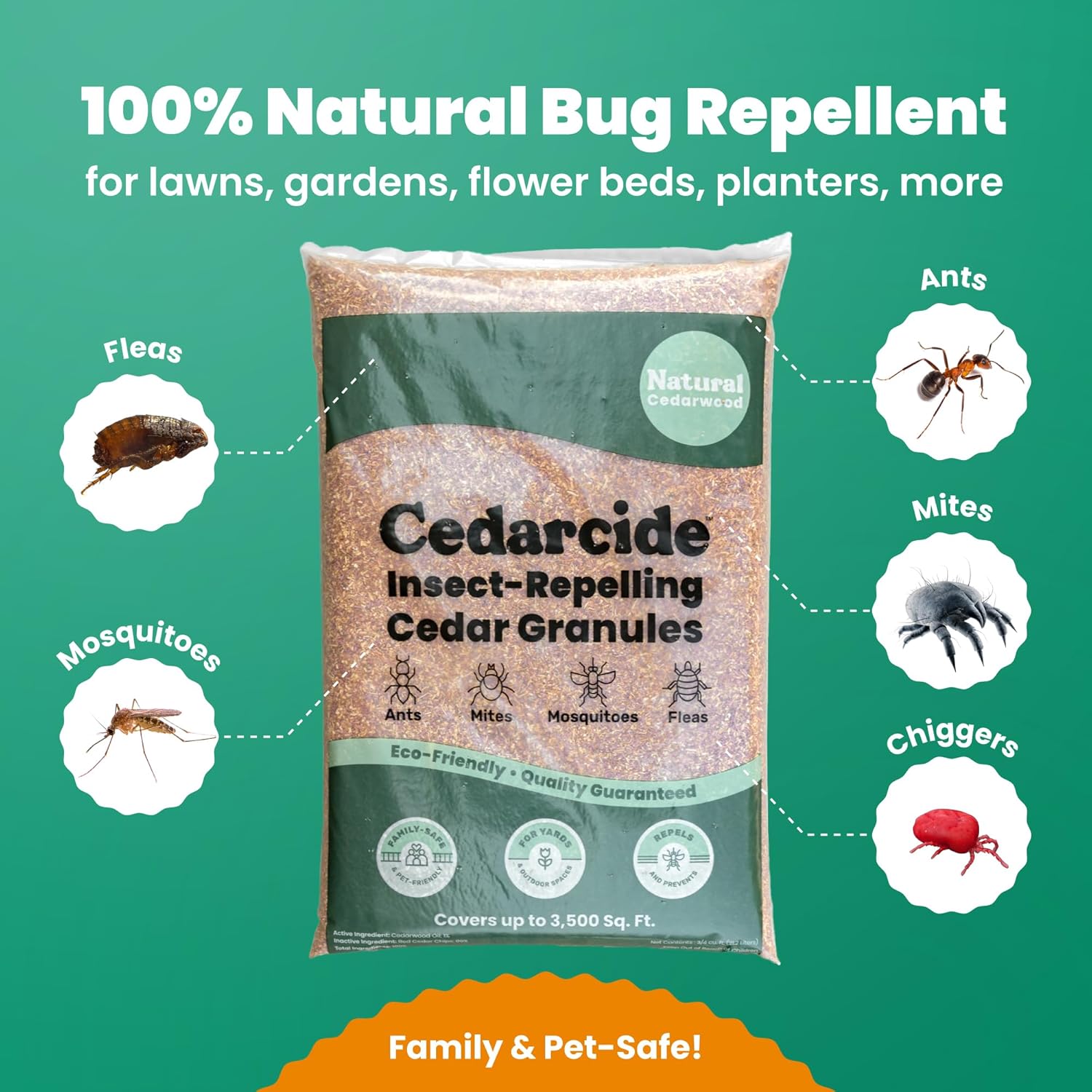 Cedarcide Original Cedar Granules – Cedar Chips for Home & Garden | Repels Ants, Aphids, Spiders, Mosquitos | Smells